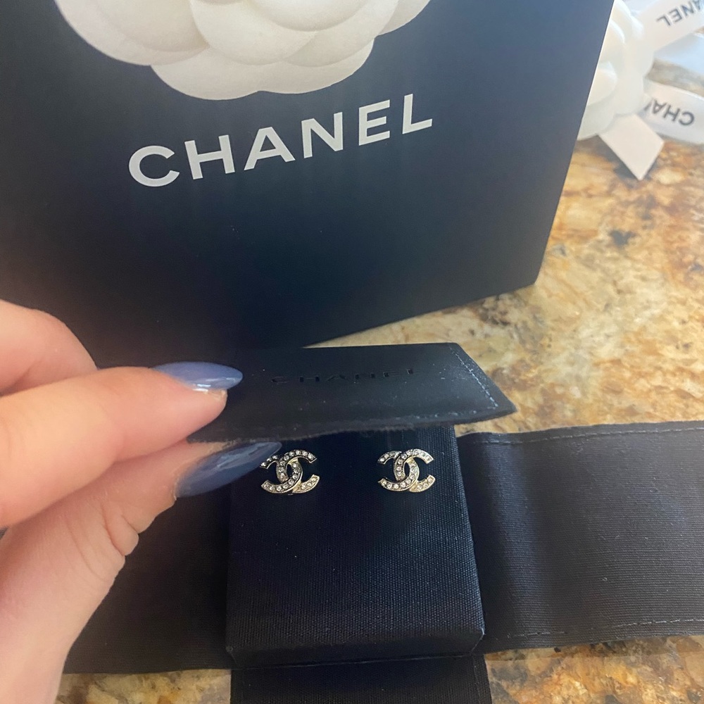 Brand NWT Chanel silver studs